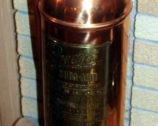 Antique Copper Pyrene Soda Acid Fire Extinguisher, 24" Tall