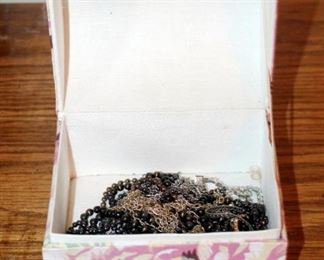 Silver Toned Necklaces, Qty 5 Including Rhinestone Choker And Charm Bracelet