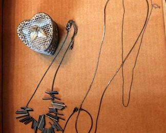 Sterling Silver And Gold Necklaces Qty 5 Pieces