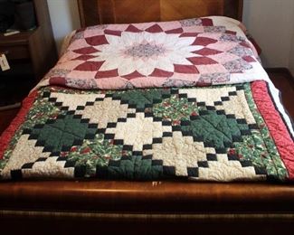 Hand Stitched Giant Diala Quilt, 99" x 96", And Hand Stitched Cardinal Quilt , 60" x 72"