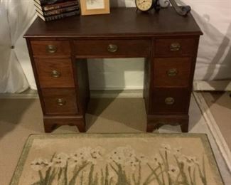 Wood Desk and Rug