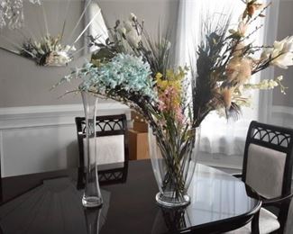 Contemporary Glass Vases With Faux Flowers