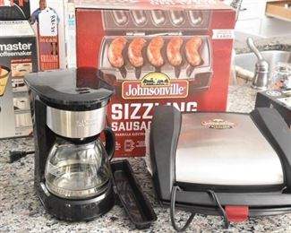 LIVING SOLUTIONS Coffeemaker and JOHNSONVILLE Sausage Grill