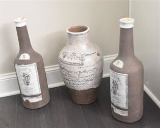 Pair Of Oversized wine Bottles Vases and Potter Vase