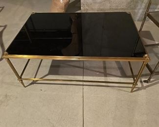 1940s French Cocktail Table with black glass top by Thibler (glass has a crack)  17.5"H  x  41.5"W  x  27.5"D