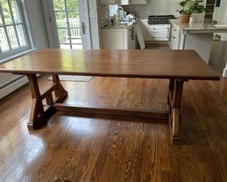 Solid Walnut Custom Built Kitchen Farm Table with 2 Tressles