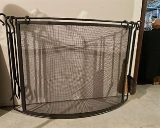 Plow and Hearth Fireplace Screen with Tools