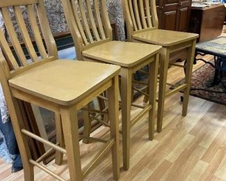 Set of 3 mustard bar stools 