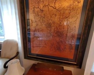 Copper engraved map of Arizona.