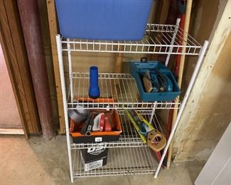 Miscellaneous shop tools and storage caddy.