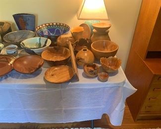 Turned wooden bowls, jugs, etc. (Signed by Artists)