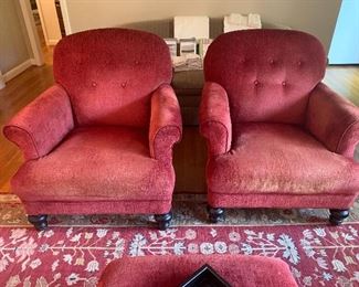 Pair of Mitchell Gold club chairs.