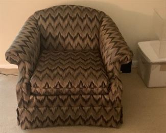 Flame stitched upholstered chair.