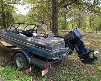 Bonanza bass boat with motor and trailer