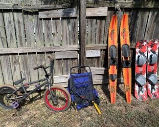 Bicycles, skis, outdoor back pack