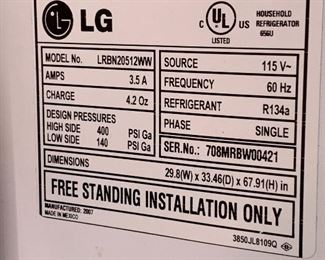 LG refrigerator freezer