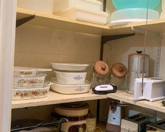Vintage tupperware and corning ware