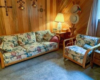 Lane rattan sofa and chair