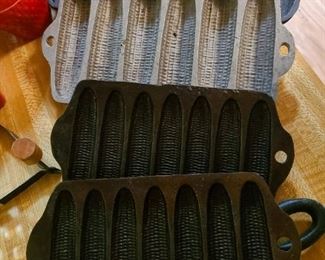 Vintage cast iron corn bread pans, Griswold, et al. 