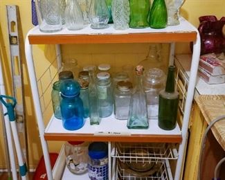 Antique to modern glass jars, bottles, and vases