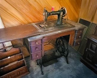 Grover's E-Z-rotary treadle sewing machine, on the cusp of vintage and antique.