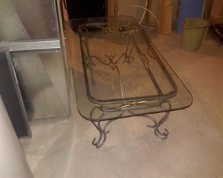 Iron and glass coffee table