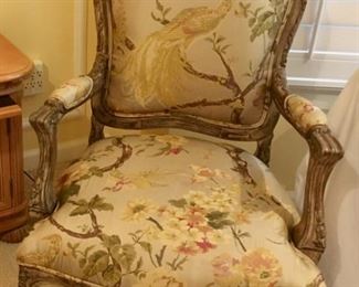 Louis XV Bergere chair upholstered in silk floral