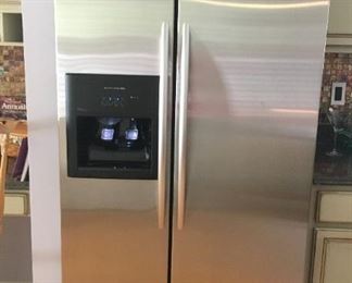 KitchenAid side-by-side refrigerator. Model #KSCS25INSS01, serial #SS5045383.