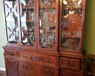 Very Unique cabinet with bubble glass panels and built in desk called a breakfront secretary desk/china cabinet