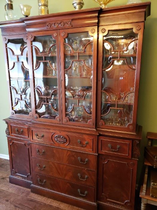 Very Unique cabinet with bubble glass panels and built in desk called a breakfront secretary desk/china cabinet