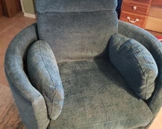 Barrel Chair with Power Lounge- Swivels and Rocks with Built in USB Port