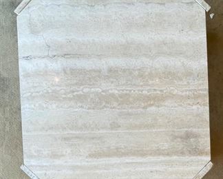 Italian Contemporary Solid Travertine Coffee Table 15.5x41x41in HxWxD