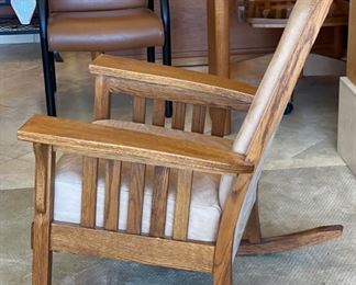 Flexsteel Las Cruces Mission Oak Rocking Chair Leather Craftsman Arts and Crafts 39x30x34in HxWxD
