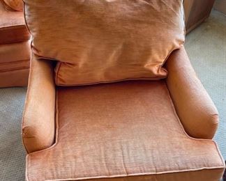 2pc Barnett Interiors Orange Chairs PAIR 31x29x33in HxWxD