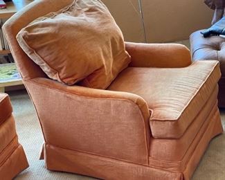 2pc Barnett Interiors Orange Chairs PAIR 31x29x33in HxWxD