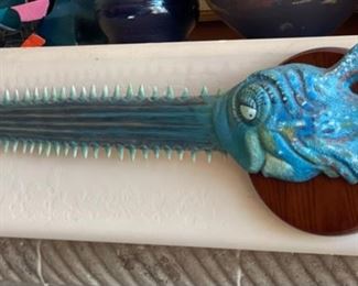 RARE Dr Seuss Sawfish Unorthodox Taxidermy Resin Sculpture Saw Fish THEODOR GEISEL 8x26.5x2.5in HxWxD