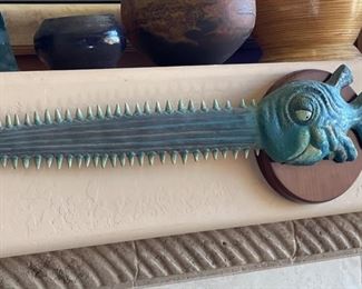 RARE Dr Seuss Sawfish Unorthodox Taxidermy Resin Sculpture Saw Fish THEODOR GEISEL 8x26.5x2.5in HxWxD