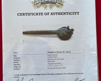 RARE Dr Seuss Sawfish Unorthodox Taxidermy Resin Sculpture Saw Fish THEODOR GEISEL 8x26.5x2.5in HxWxD