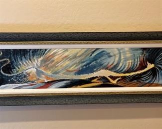 Dr Seuss Alley Cat for a Long Alley Canvas Limited Edition Serigraph Lithograph 850 Arabic Edition Frame; 17.25x51.25 Art: 9.5x43.5 HxWxD