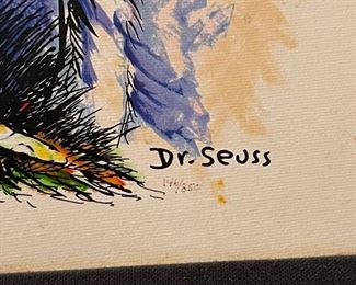 Dr Seuss Self-Portrait As A Young Man Shaving Canvas Limited Edition Serigraph Lithograph 850 Arabic Edition Frame: 21x17 Art: 15.5x11.5 HxWxD