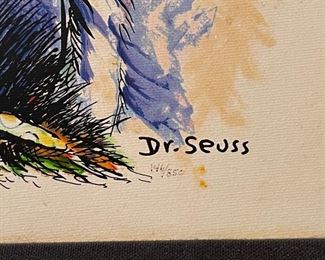 Dr Seuss Self-Portrait As A Young Man Shaving Canvas Limited Edition Serigraph Lithograph 850 Arabic Edition Frame: 21x17 Art: 15.5x11.5 HxWxD