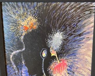 Dr Seuss Gosh! Do I Look As Old As All That! Canvas Limited Edition Serigraph Lithograph 850 Arabic Edition Frame: 24.5x20.75. Art: 16x11.5in HxWxD