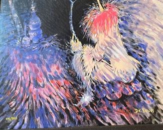 Dr Seuss Gosh! Do I Look As Old As All That! Canvas Limited Edition Serigraph Lithograph 850 Arabic Edition Frame: 24.5x20.75. Art: 16x11.5in HxWxD