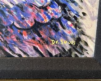 Dr Seuss Gosh! Do I Look As Old As All That! Canvas Limited Edition Serigraph Lithograph 850 Arabic Edition Frame: 24.5x20.75. Art: 16x11.5in HxWxD