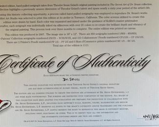 Dr Seuss Gosh! Do I Look As Old As All That! Canvas Limited Edition Serigraph Lithograph 850 Arabic Edition Frame: 24.5x20.75. Art: 16x11.5in HxWxD