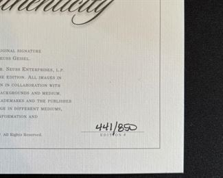 Dr Seuss Gosh! Do I Look As Old As All That! Canvas Limited Edition Serigraph Lithograph 850 Arabic Edition Frame: 24.5x20.75. Art: 16x11.5in HxWxD