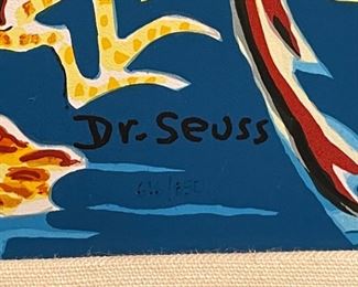 Dr Seuss Plethora of Fish Canvas Limited Edition Serigraph Lithograph 616/850 Arabic Edition Frame: 32x40. Art: 23.5x35.5in HxWxD