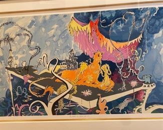 Dr Seuss Relaxed In Spite Of It Limited Edition Serigraph Lithograph 850 Arabic Edition Frame: 37x56in Art: 26x44.75in HxWxD
