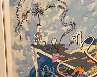 Dr Seuss Relaxed In Spite Of It Limited Edition Serigraph Lithograph 850 Arabic Edition Frame: 37x56in Art: 26x44.75in HxWxD