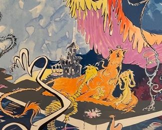 Dr Seuss Relaxed In Spite Of It Limited Edition Serigraph Lithograph 850 Arabic Edition Frame: 37x56in Art: 26x44.75in HxWxD